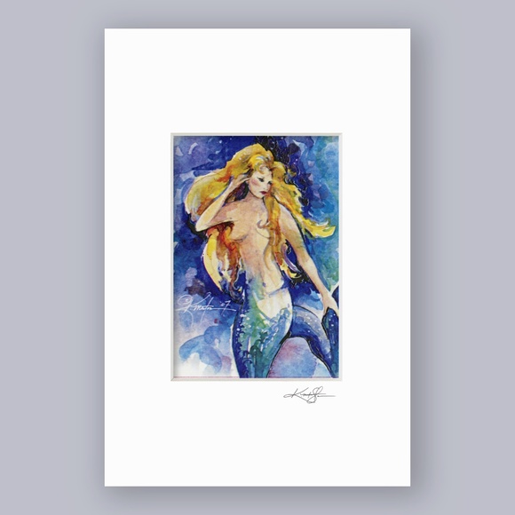 Mermaid Print in Mat from original painting by Kathy Morton Stanion - Celeste - Picture 2 of 4